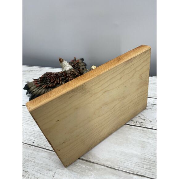 American Bald Eagle Mounted Sculpture Statue Resin Bird On Wood Mount Vintage - Picture 8 of 12